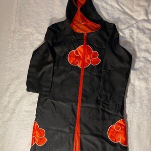 Black & Red Hooded Cloak with Akatsuki Cloud Motif